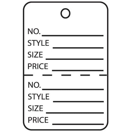 Bsc Preferred 1 3/4 x 2-7/8'' White Perforated Garment Tags, 1000PK BUY00015944